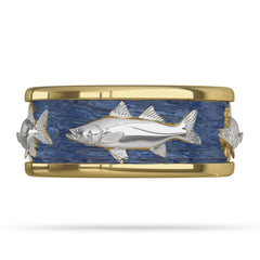 2 Tone Gold Snook Fish Mens Wedding Ring 