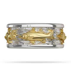 Gold Snook Fish Mens Ring 