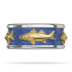 2 Tone Gold Snook Fish Mens Wedding Band