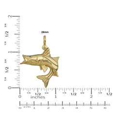 Snook In Action Gold Fish Pendant Size Chart