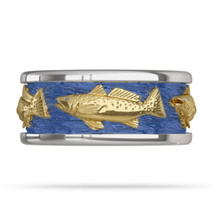 Gold Speckled Sea Trout Fish Ring enameled