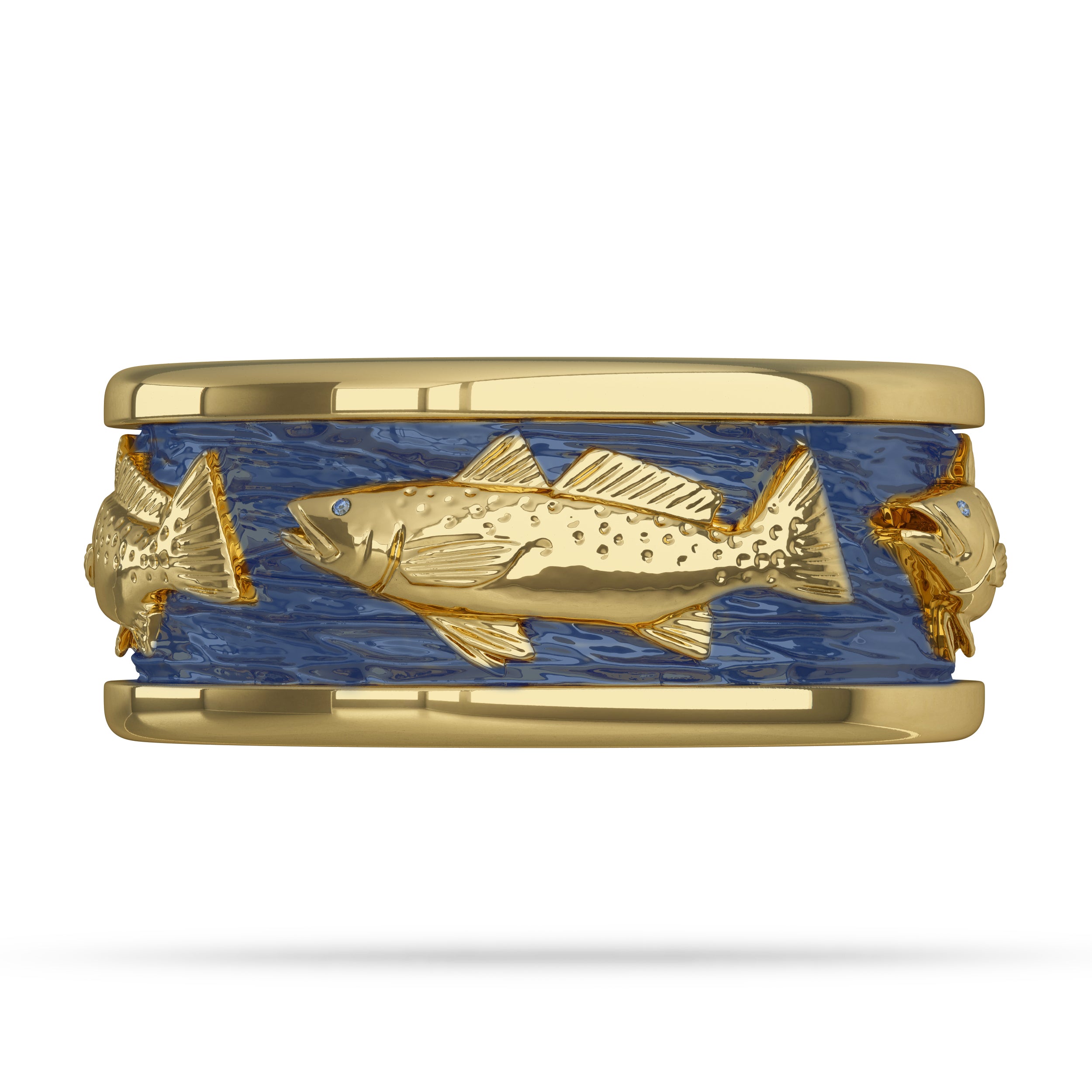 Gold Speckled Sea Trout Fish Ring enameled 