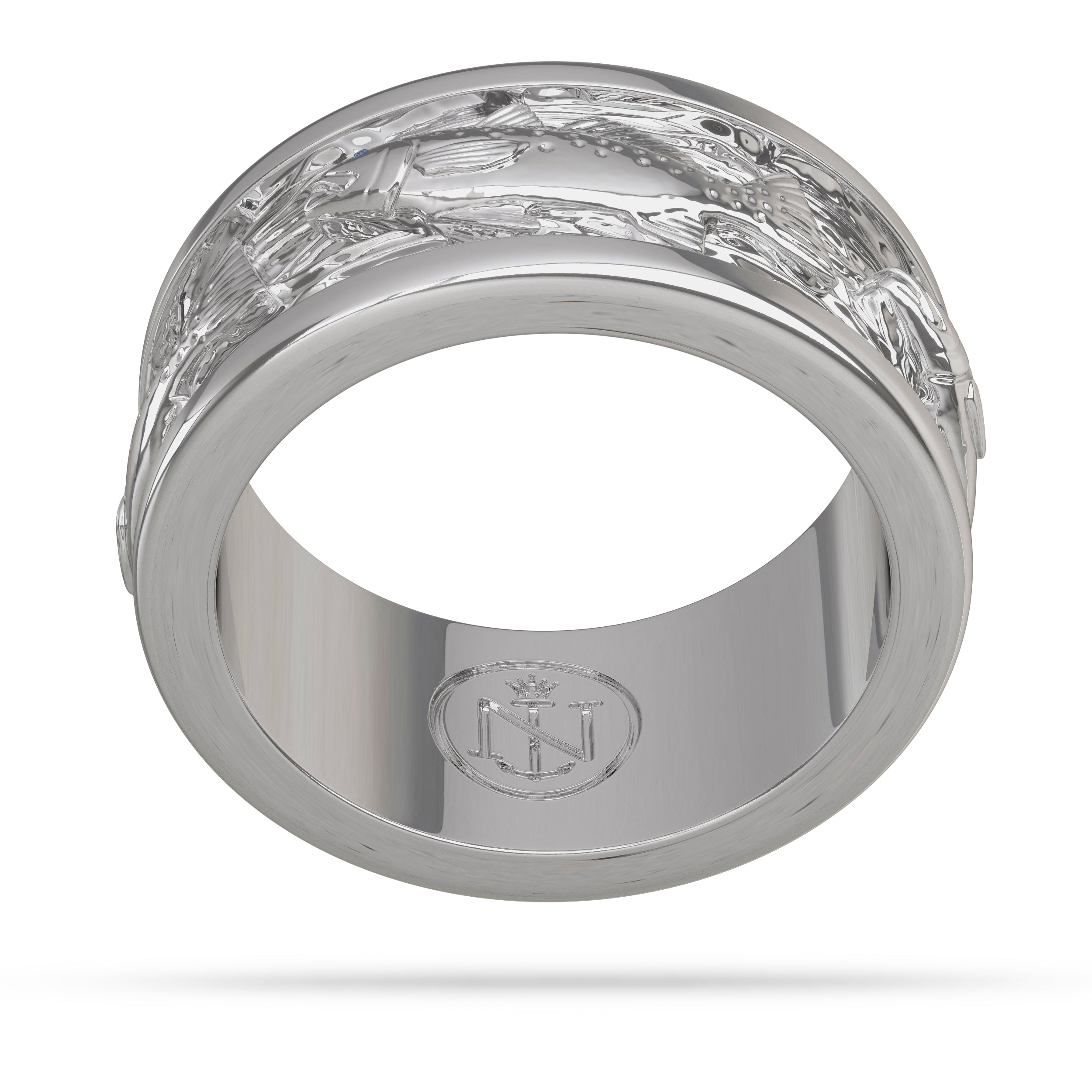 Platinum Speckled Sea Trout Fish Ring