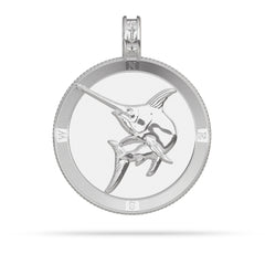  Swordfish Compass Medallion Pendant Large in Silver by Nautical Treasure
