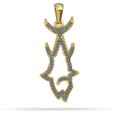 Gold And Sapphire Yellowfin Tuna Pendant Silhouette By Nautical Treasure Jewelry 