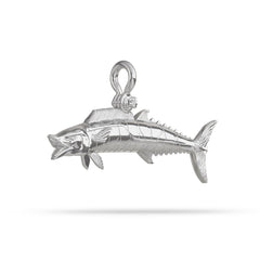 Sterling Silver Wahoo Fish Pendant Sapphire Eye with A Mariner Shackle Bail Custom Designed By Nautical Treasure Jewelry Islamorada