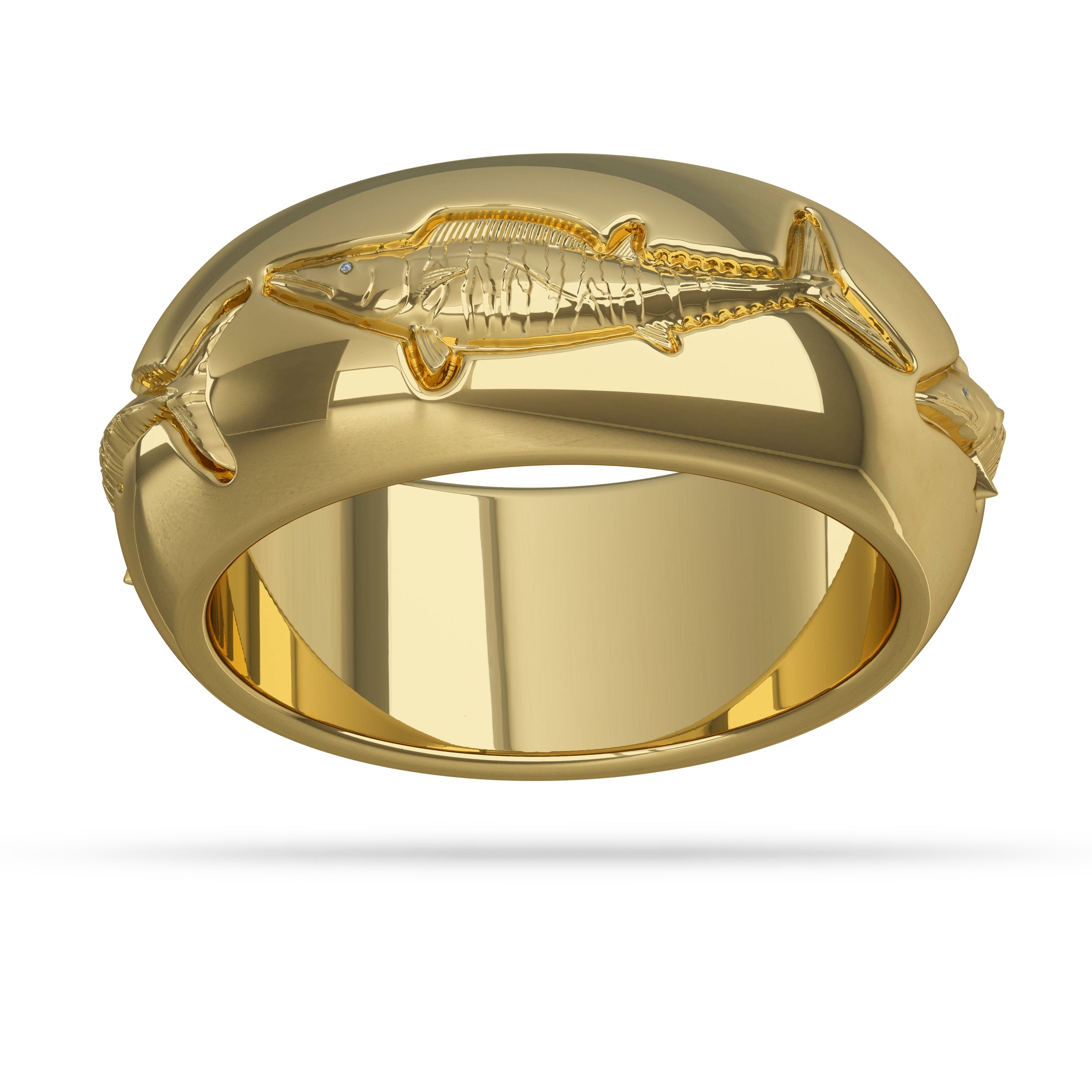 Classic Wahoo Ring 13.5 / 10K Gold / Yellow Gold by Nautical Treasure Jewelry