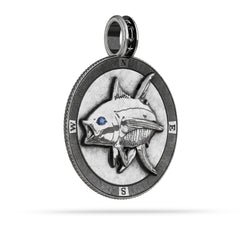 Silver Yellowfin Tuna  Medallion Pendant  Necklace