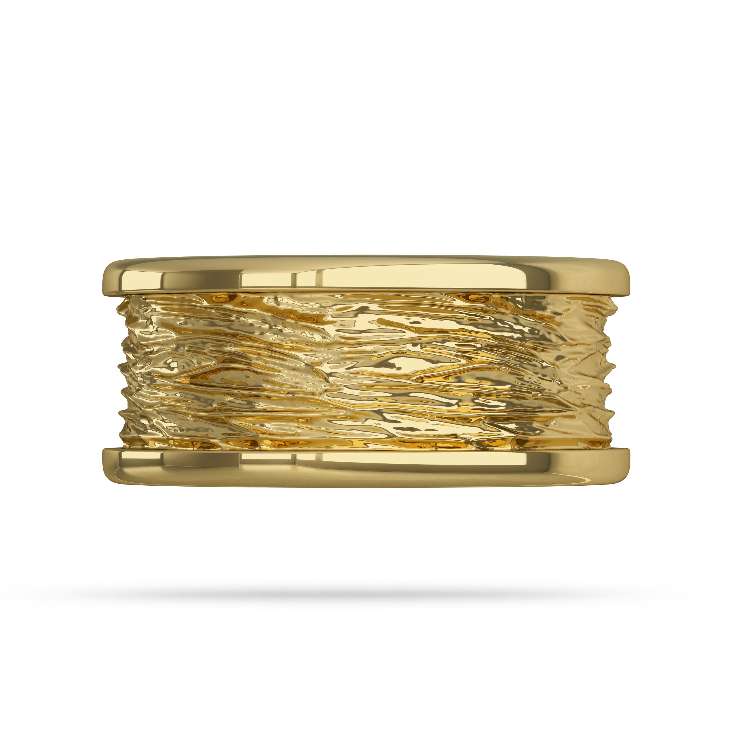Mens Plain Gold Rough Seas Wedding Ring