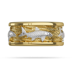 White and Yellow Gold Bonefish Ring 