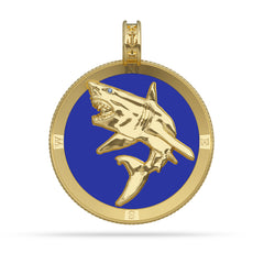 Great White Shark Compass Medallion Pendant