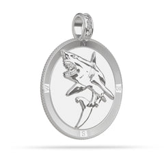 Great White Shark Compass Medallion Pendant