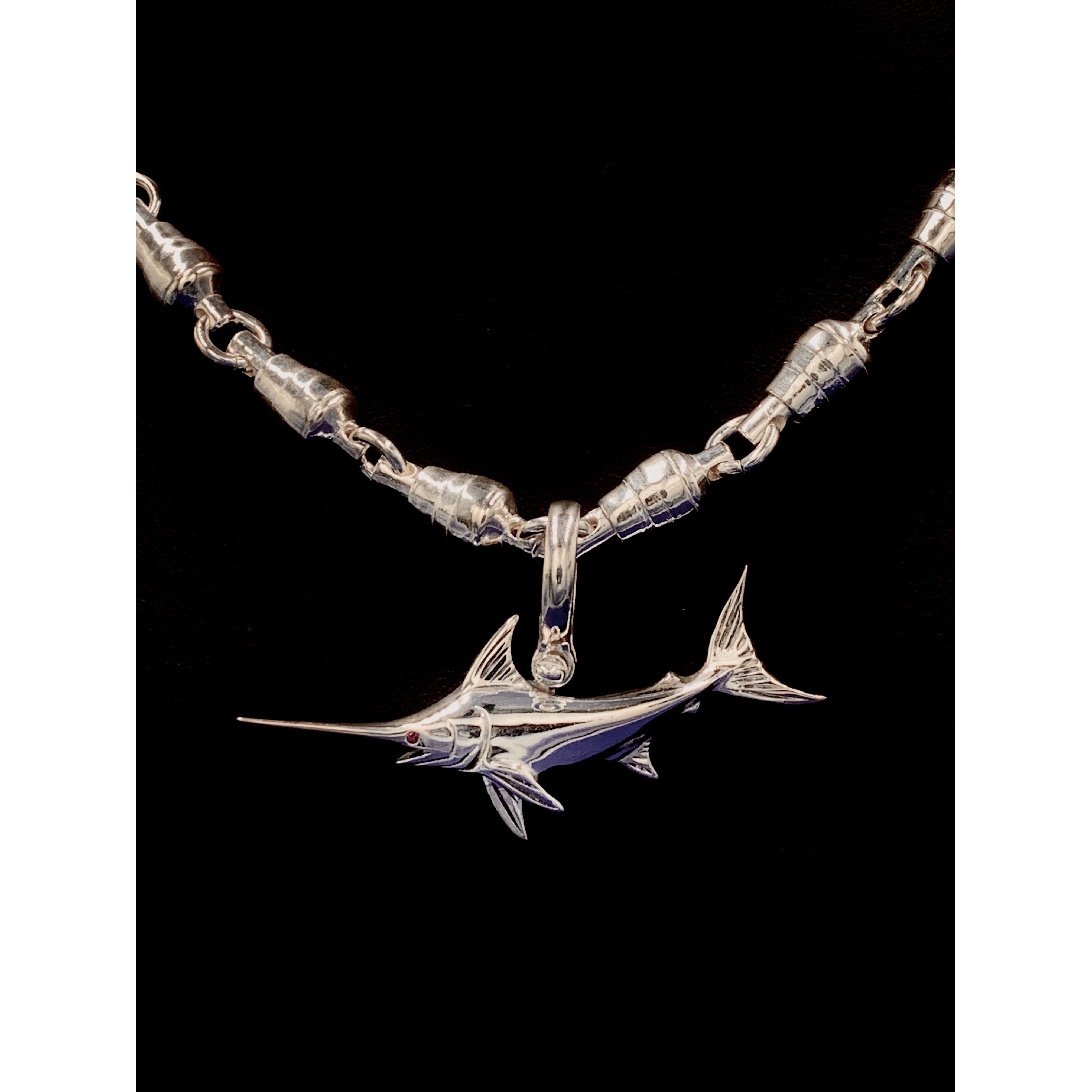 Silver Fishing Swivel Necklace Mens I Nautical Treasure Jewelry