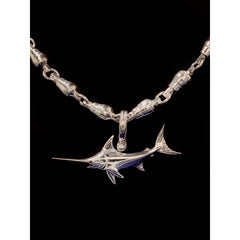 Sterling Silver Fishing Swivel Link Anchor Chain With Swivel Clasp Offered By Nautical Treasure In The Florida Keys With Unique Custom Silver SwordFish Pendant Jewelry