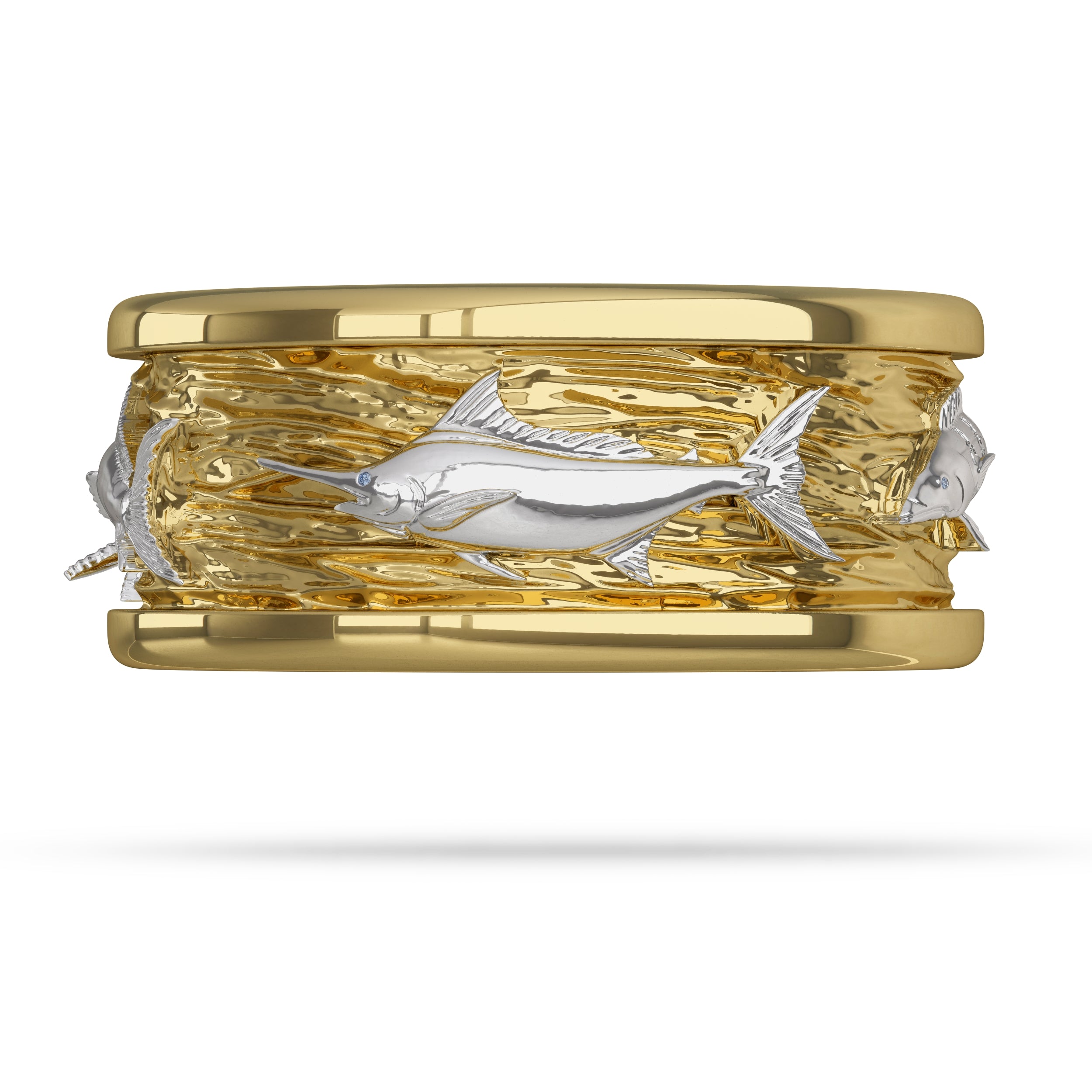 2 Tone Gold Blue Marlin Ring Offshore Slam