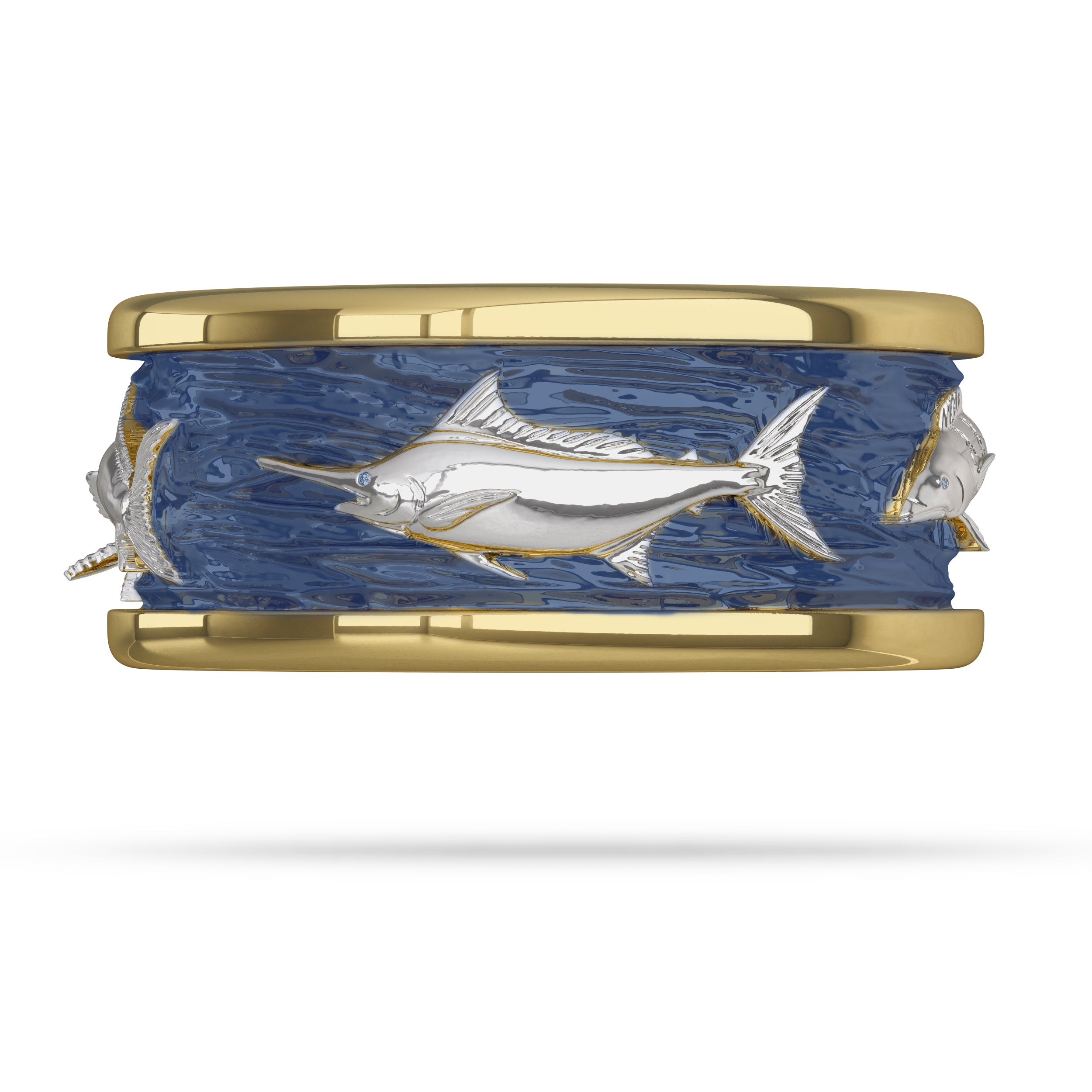 2 Tone Gold Marlin Ring with enamel Offshore Slam