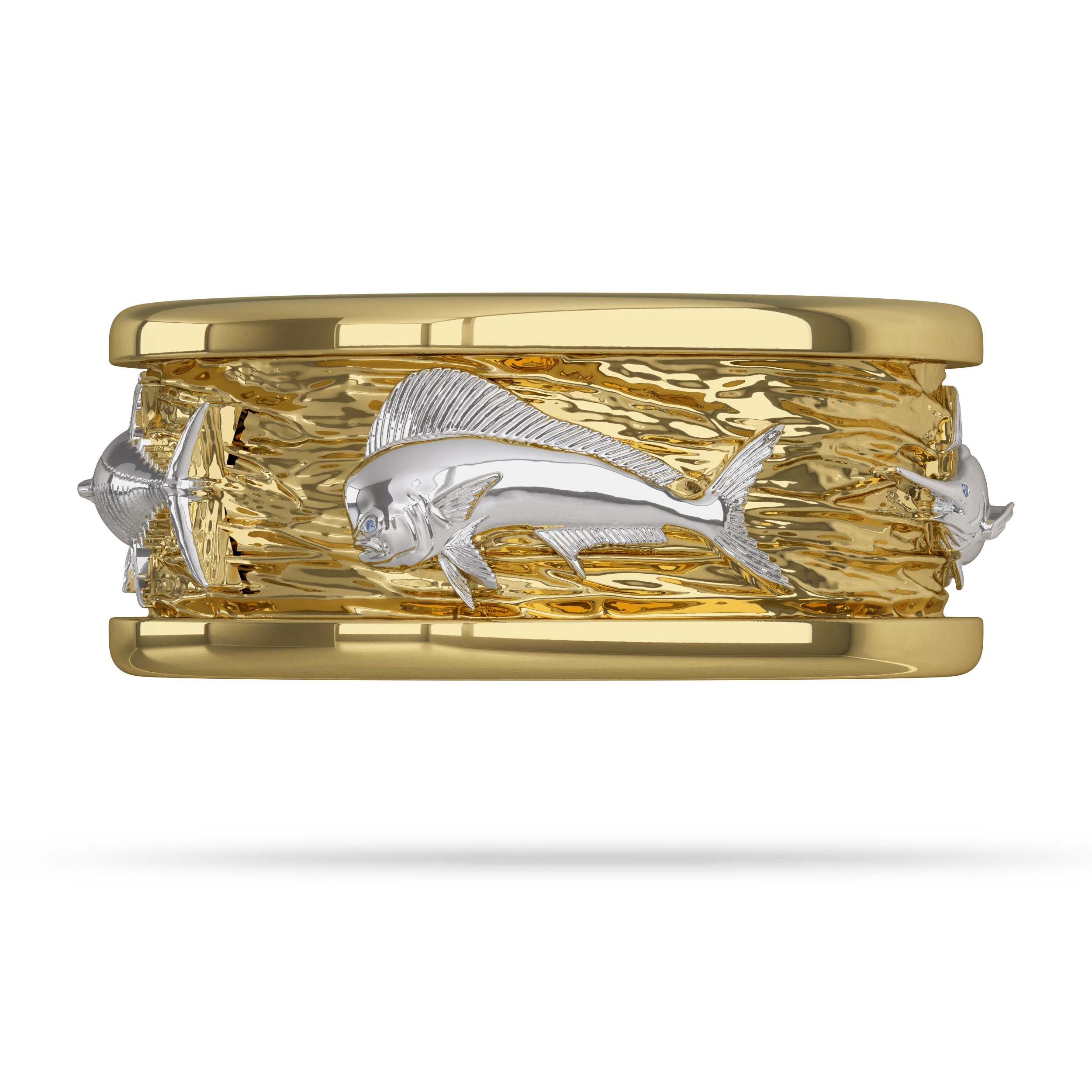 Offshore Slam Fish Ring 12 / 14K Gold / Solid Yellow Gold by Nautical Treasure Jewelry