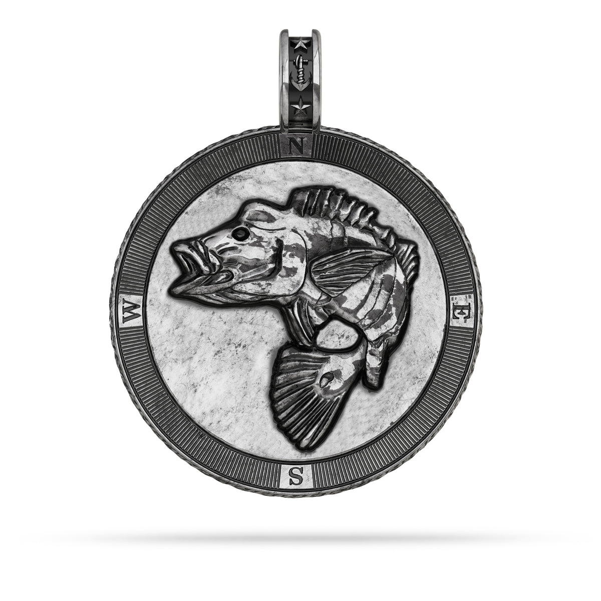 Peacock Bass Compass Medallion Pendant