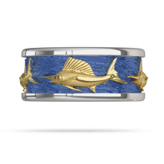 2 Tone Gold Sailfish Ring with Enamel 