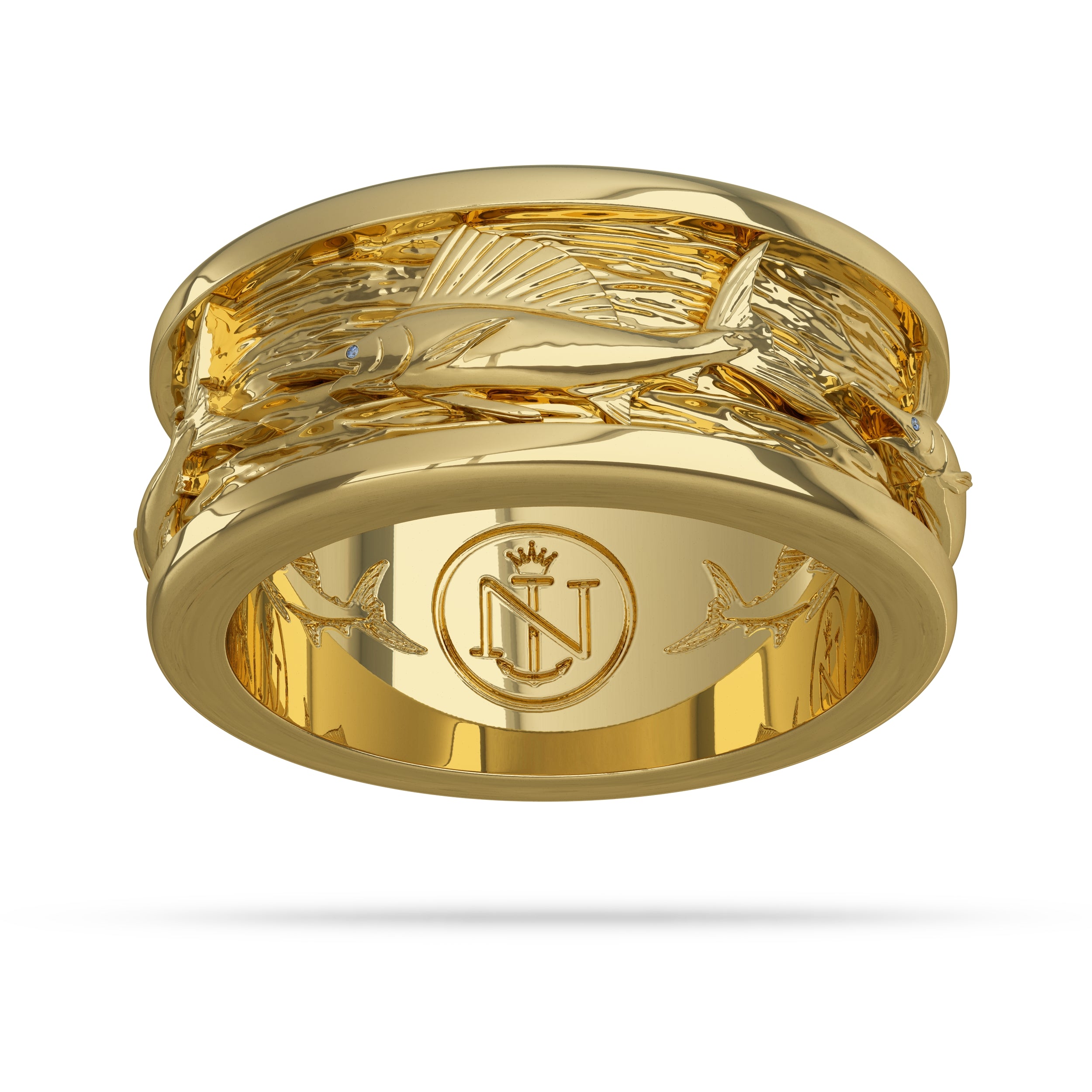 Yellow Gold Sailfish Ring for Men by Nautical Treasure 