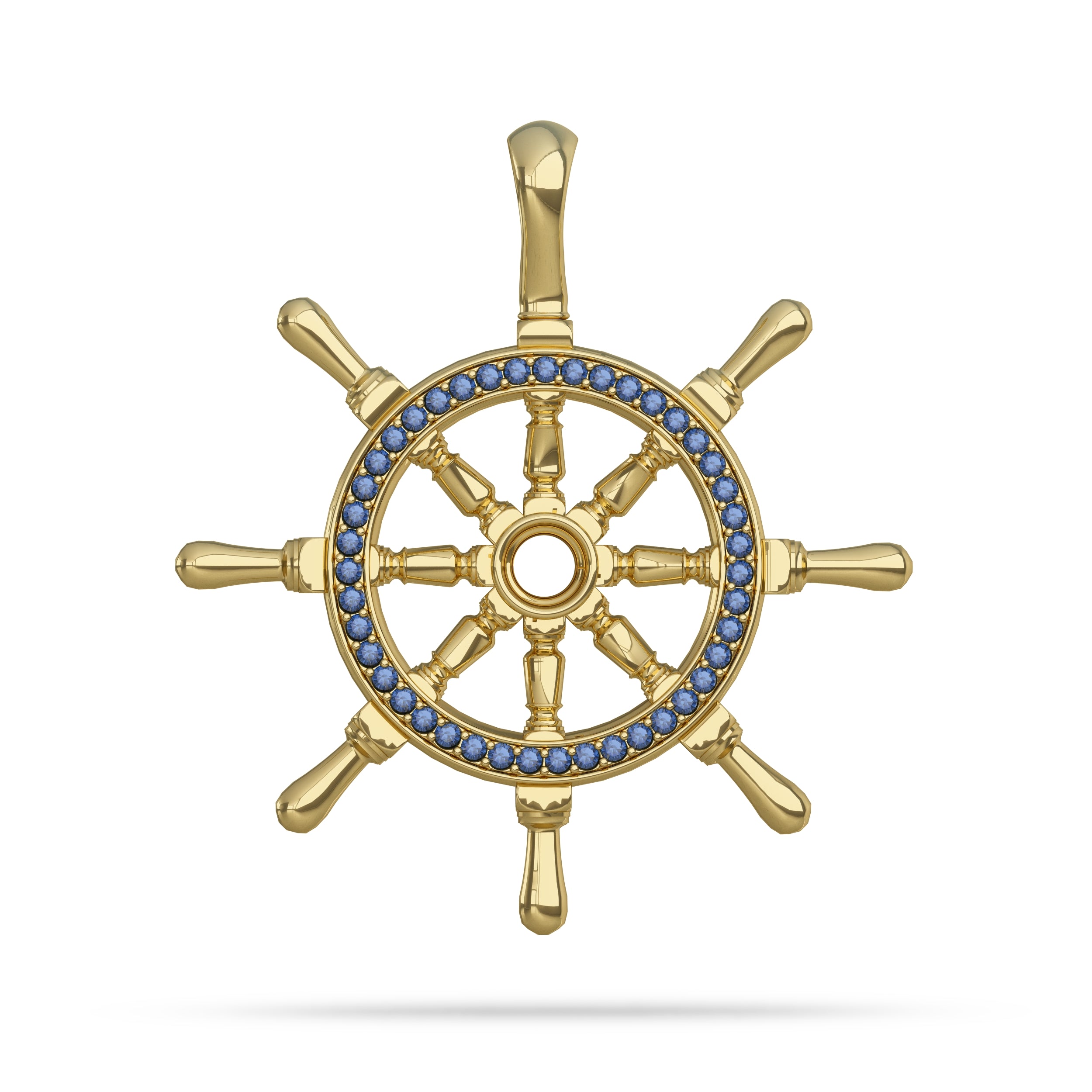 Ship Wheel Pendant (stoned) Gold 10k Medium (38mm)