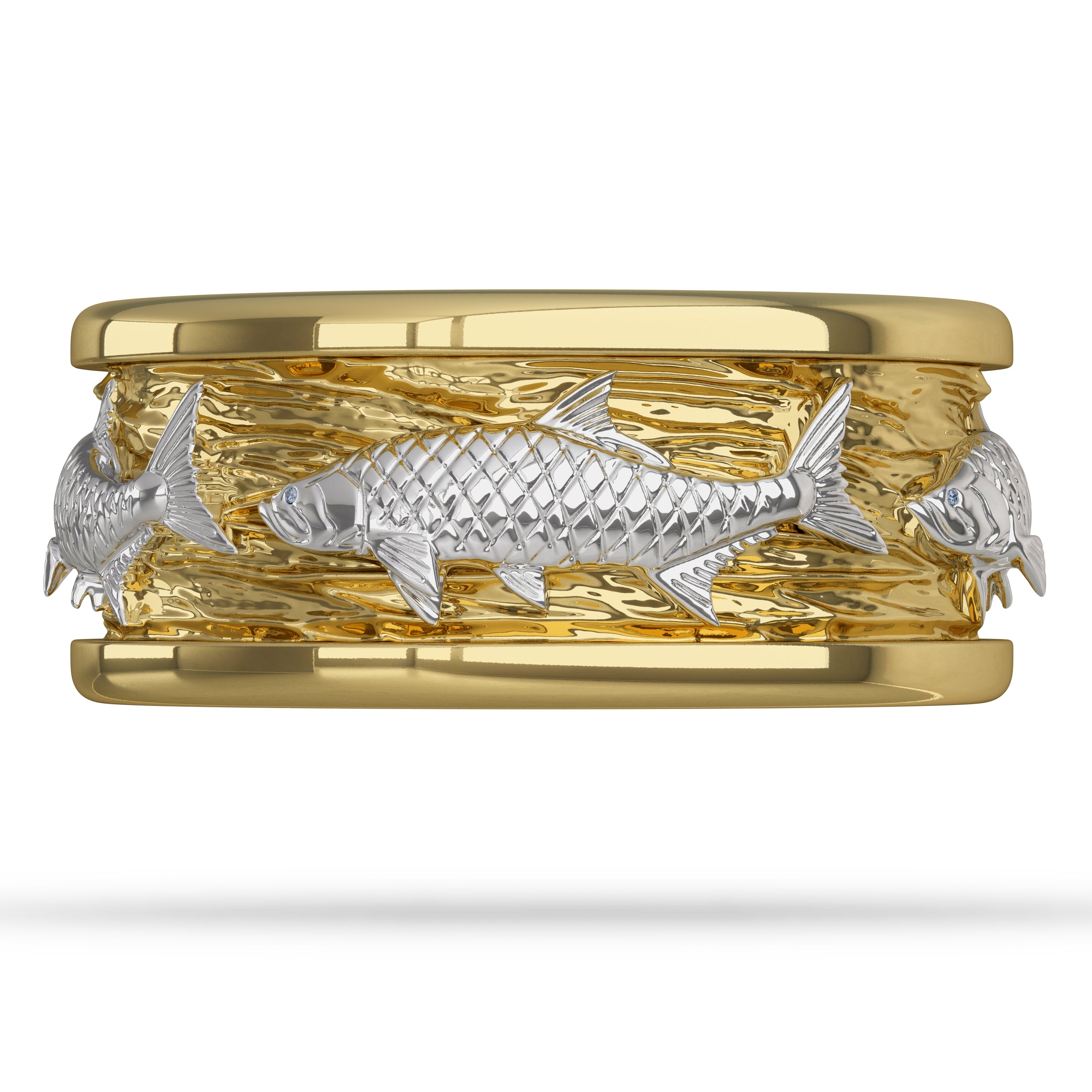 White And Gold Tarpon Fish Ring