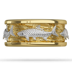 White And Gold Tarpon Fish Ring