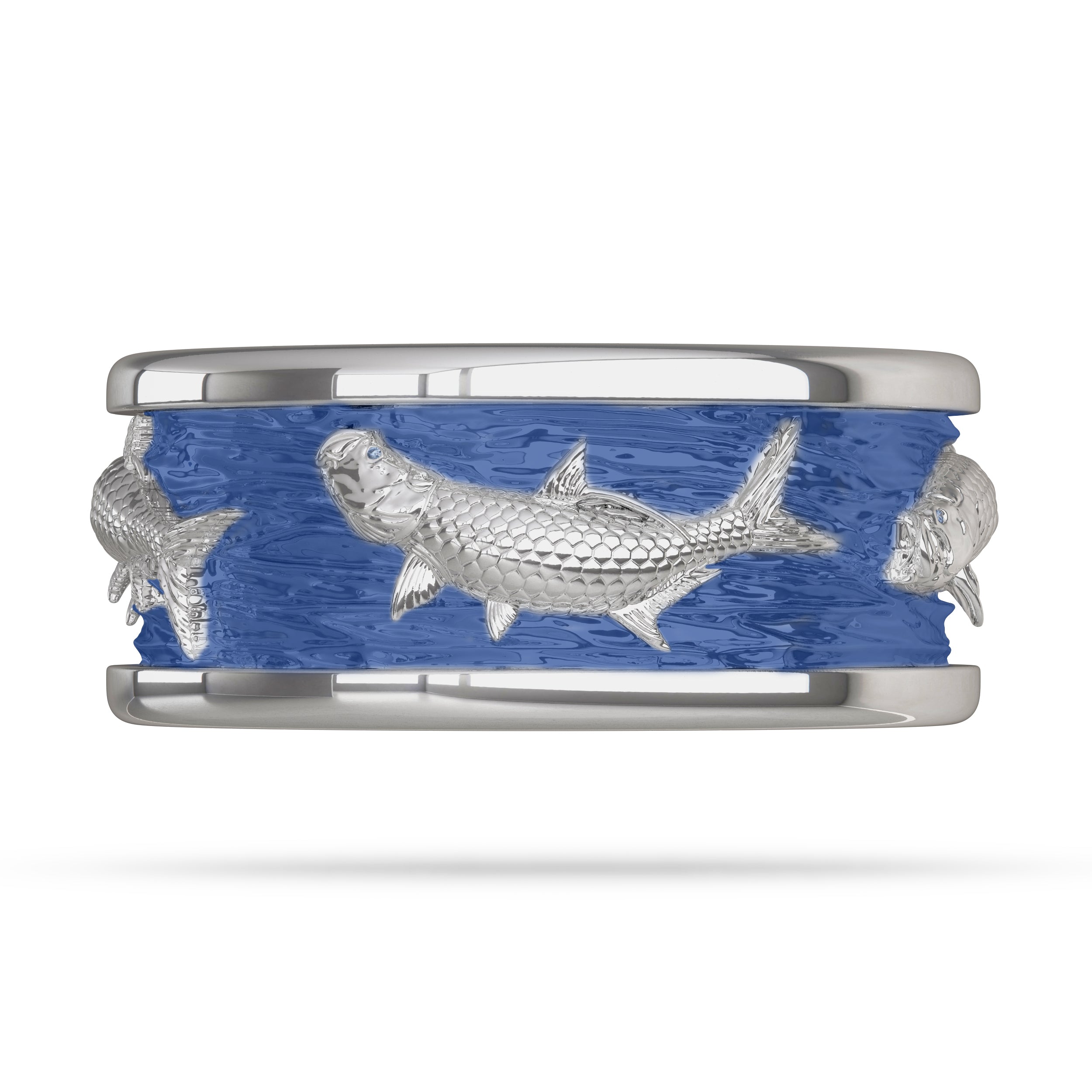 Tarpon Breach and Roll Ring in White Gold 