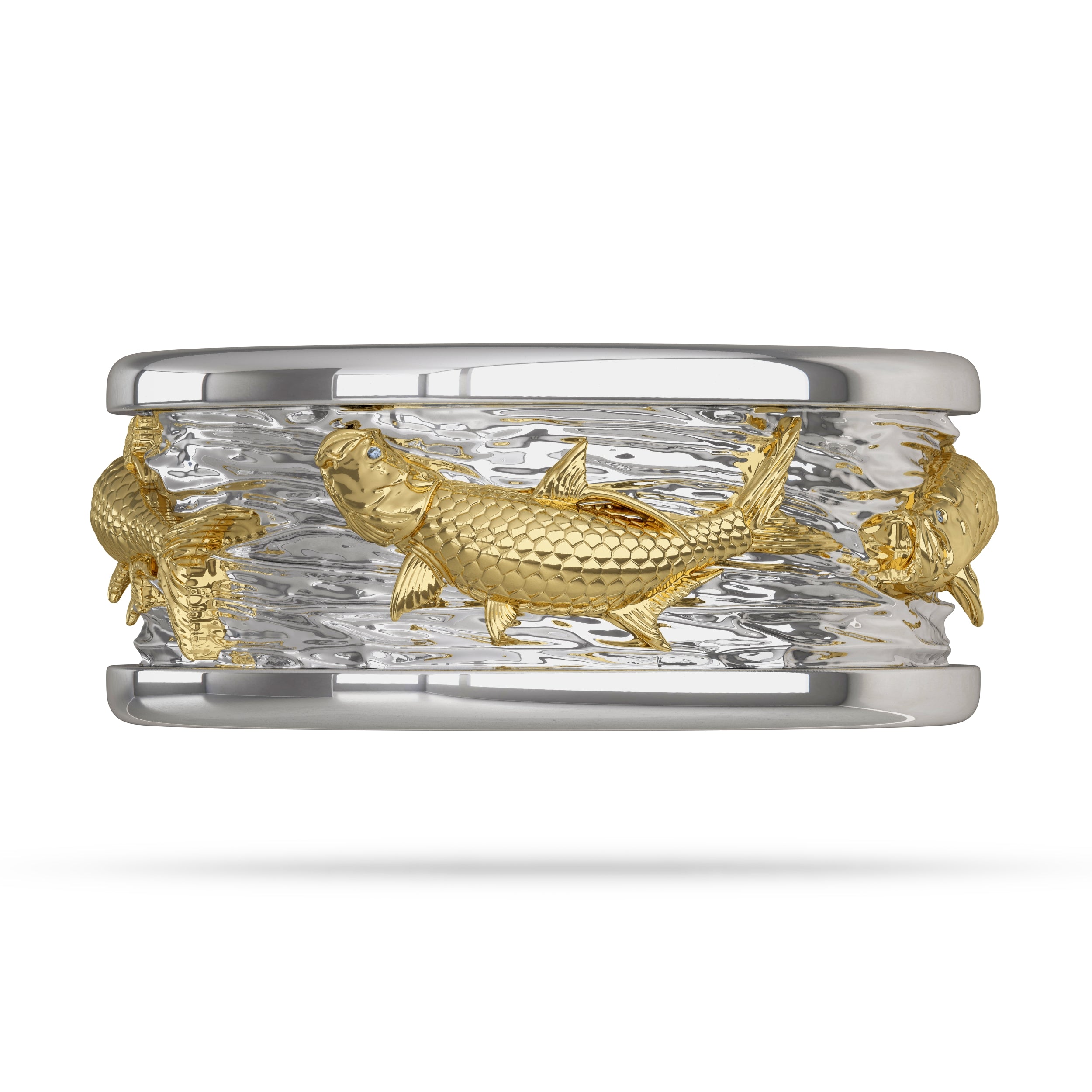 Tarpon Breach and Roll Ring in 2 Tone White Gold with Yellow 