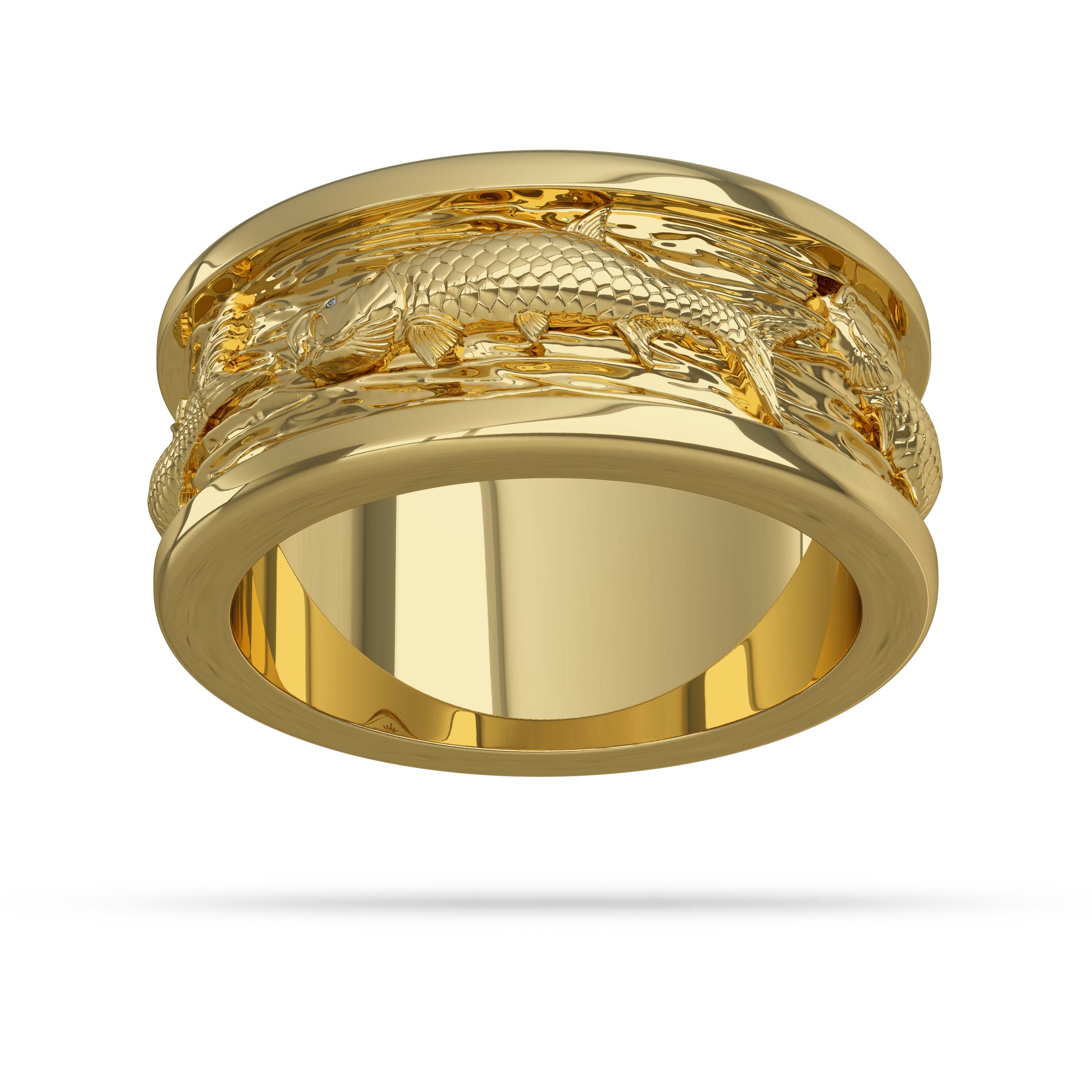 Yellow Gold Tarpon Breaching Ring 