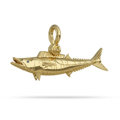 Solid 14k Gold Wahoo “Ono” Fish Pendant  With Sapphire Eye with Shackle By Nautical Treasure Jewelry 