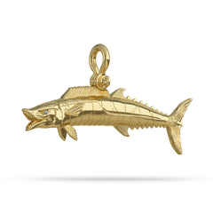 Gold Wahoo Fish Pendant Sapphire Eye with A Mariner Shackle Bail Custom Designed By Nautical Treasure Jewelry Islamorada