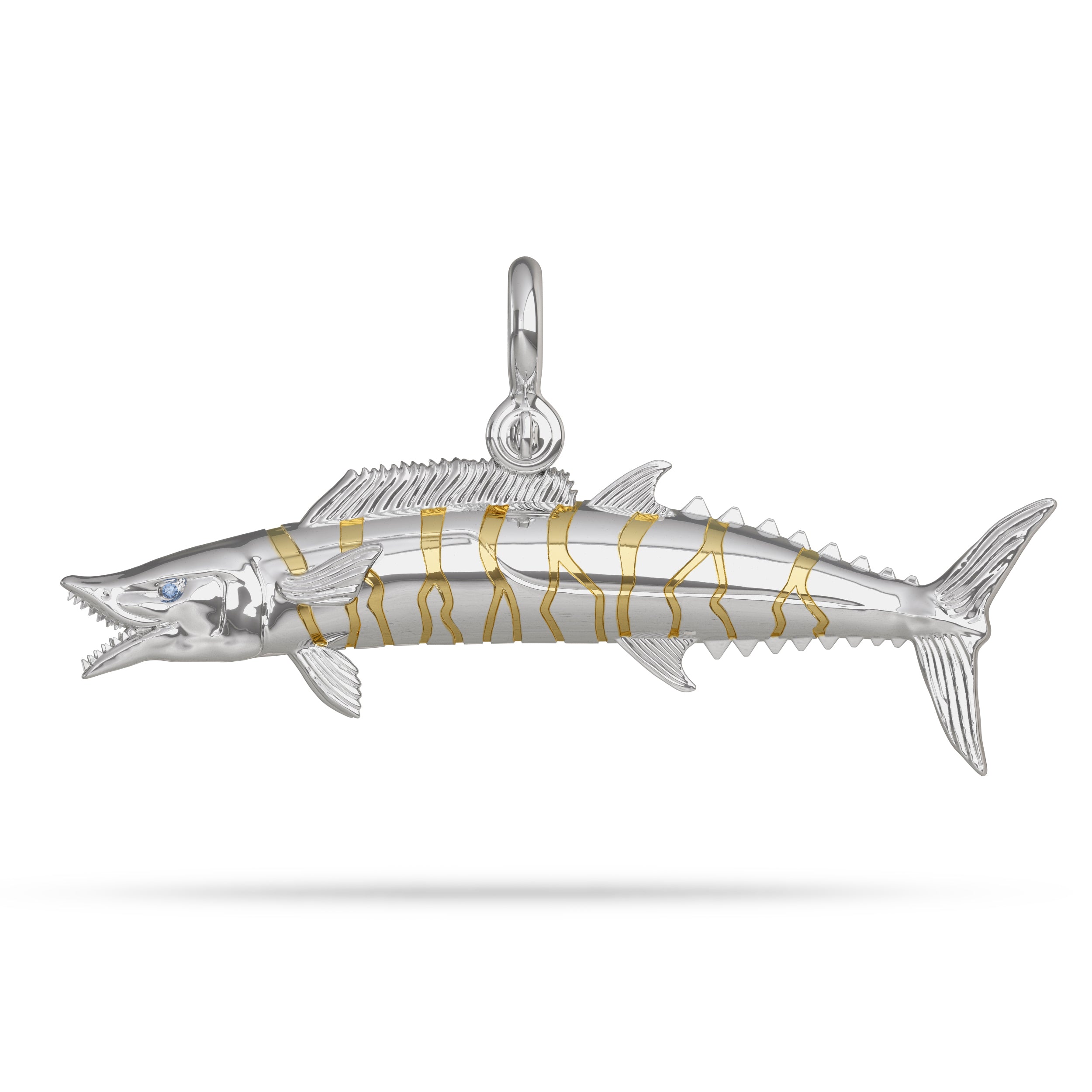 Sterling Silver Wahoo Fish Pendant striped 