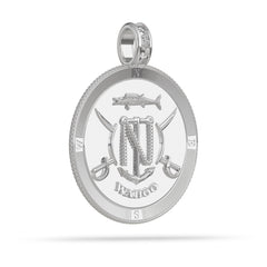 Wahoo Compass Medallion Pendant Large in Platinum by Nautical Treasure 