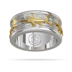 2 Tone Gold  White Marlin Submariner Ring 